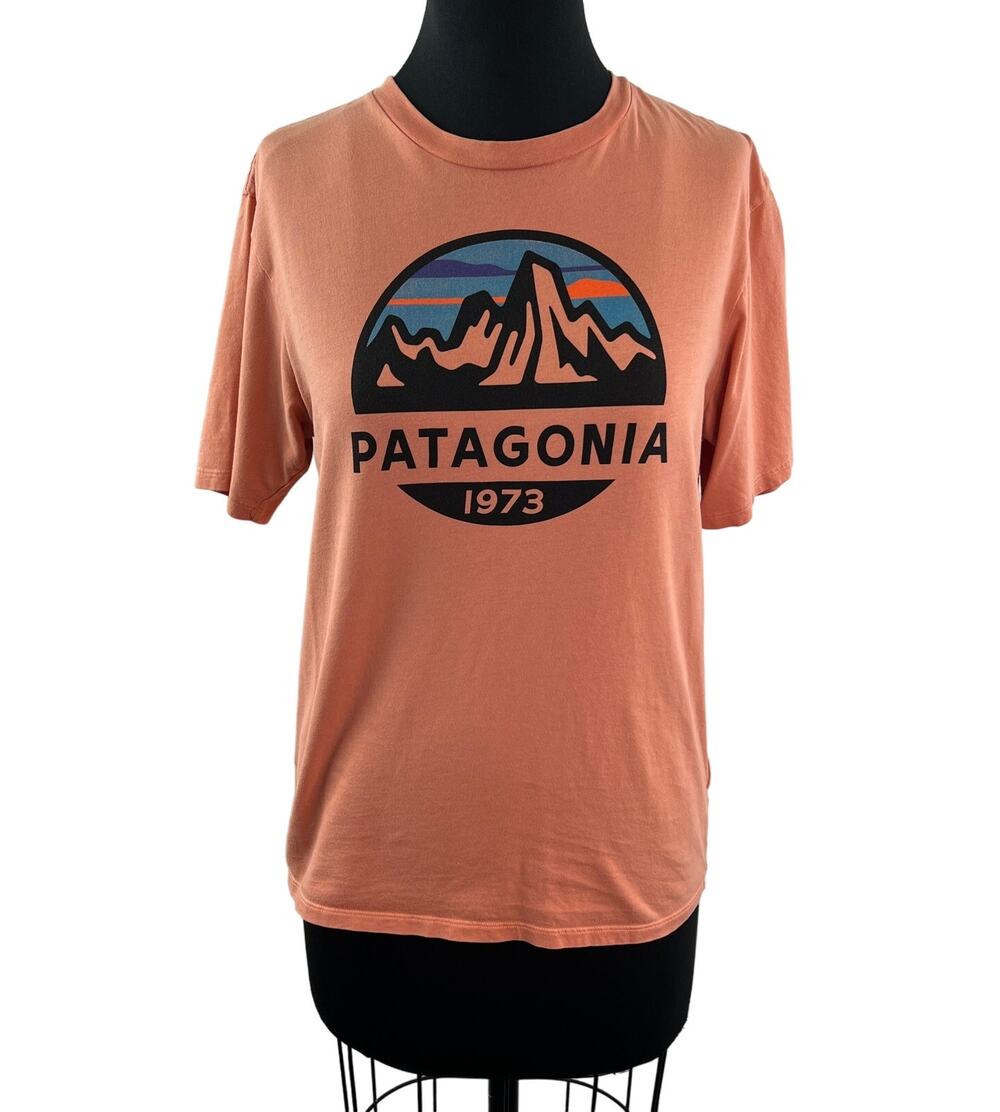 PATAGONIA Orange Top Organic Cotton Crew Neck Regular Pullover Tee Sz XS X-Small